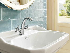 Carmen by Roca Chrome single hole bathroom sink faucet. Vintage faucets. Traditional faucets