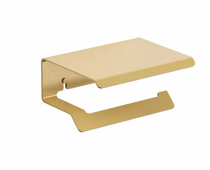 Yass toilet paper holder with cover. Brushed gold toilet roll holder. Matte black toilet paper holder. MT