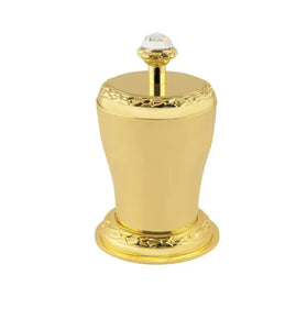 Boutique Swarovski® polished gold Cotton balls Jar, luxury bath accessories. Classic cotton case Secret Bath