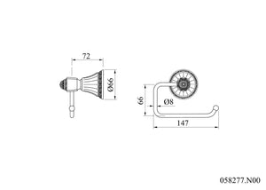 Adriatica toilet paper holder technical drawing.Toilet paper holder traditional style
