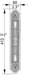 Ronan Luxury Pull handle on plate 16". Classica collection. Brass door pulls. Luxury pull handles. Secret Bath Plus