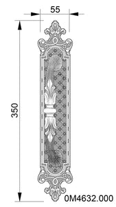 Gaia Door Pull handle on plate 13" . Classica collection. Brass door pulls. Luxury pull handles.