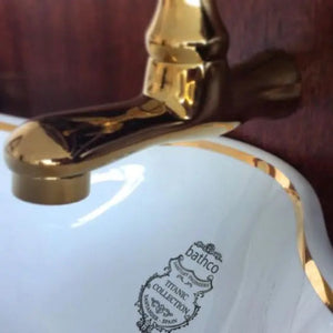 Titanic second class cabin white porcelain bathroom vessel sink. Vintage bathroom sink. Bathco