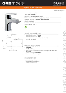 Single Handle Bathroom Sink Faucet Eco Chrome Grober