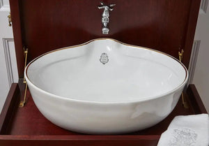 Titanic second class cabin white porcelain bathroom vessel sink. Vintage bathroom sink. Bathco
