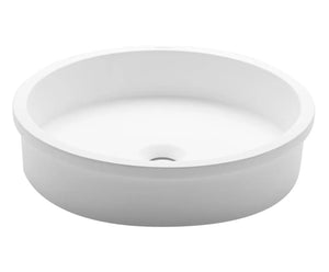 Belted Solid Surface bathroom vessel sink. Matte white Bathco