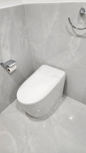 Ultra, elongate tankless bidet Toilet, Floor Mount, White Vitreous China. Celite by Roca Roca