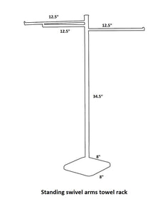Free Standing towel rack. Three swivel arms. Polished chrome PYP