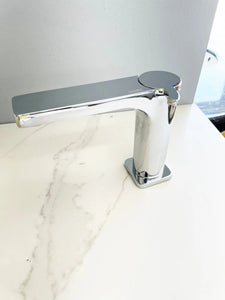 Moon bathroom sink faucet right side view. Spout reach 6 inches from the center.