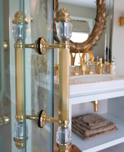 Seine large door pull handles set 17.3" with Swarovski crystals. Luxury glass door handles set