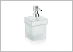 Orio Frosted glass table soap dispenser. Free standing large soap dispenser Uraldi