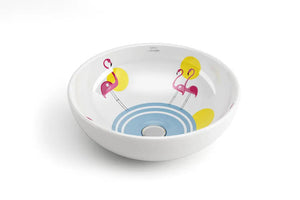 Flamingos bathroom vessel sink designed by David Delfin Bathco