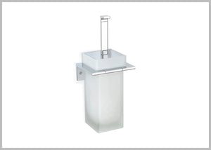 Orio polished chrome and glass wall toilet brush holder set. Uraldi
