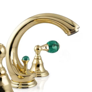Atlantica Precious two handles widespread bathroom sink faucet with Malachite stone. Secret Bath