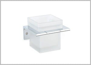 Orio polished chrome and glass wall toothbrush holder. Uraldi