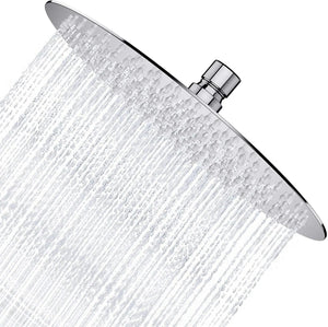 Moscu Round Ultra Thin Rain Shower Head, Polished chrome Stainless Steel Aquassent