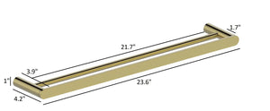 Lorena Brushed gold large double towel bar 24". Brush gold double towel rail secretbathstore
