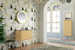 Dijon Contemporary Free standing 32" Natural Ash bathroom vanity. Solid ash. Secret Bath