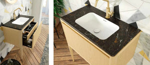 Dijon Contemporary Free standing 32" Natural Ash bathroom vanity. Solid ash. Secret Bath