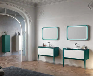 Dijon Contemporary Free standing 40" Green-white bathroom vanity. Solid ash. Secret Bath
