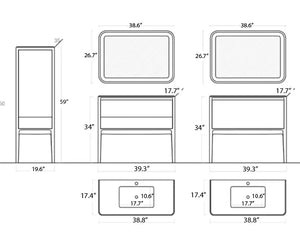 Dijon Contemporary Free standing 40" Green-white bathroom vanity. Solid ash. Secret Bath