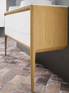 Dijon Contemporary Free standing 55" White-Natural Ash bathroom vanity. Solid ash. Secret Bath