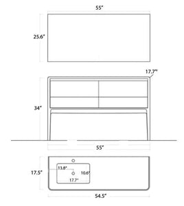 Dijon Contemporary Free standing 55" Natural Ash single sink bathroom vanity. Solid ash. Secret Bath