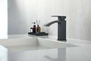 Monaco Single Hole Matte black Bathroom Sink Faucet. Deck mount black faucet Secret Bath