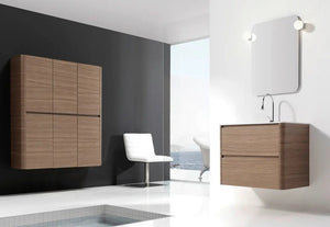 Aston Contemporary Floating 32" bathroom vanity. Ferreiro Oak. Wall mounted modern luxury vanity. European handcrafted Secret Bath