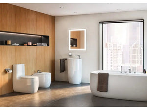 Roca Beyond Totem sink. Free standing pedestal sink. Secret Bath