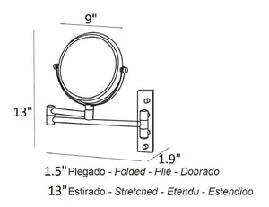 Wall mount 8" Two sided swivel magnification mirror Secret Bath