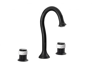 Coquette matte black widespread  bathroom sink faucet. Secret Bath