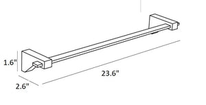 Cristal chrome large towel bar 24" secretbathstore