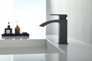Monaco Single Hole Matte black Bathroom Sink Faucet. Deck mount black faucet Secret Bath