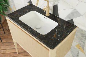 Dijon Contemporary Free standing 32" Natural Ash bathroom vanity. Solid ash. Secret Bath