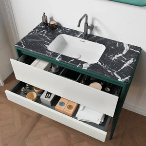 Dijon Contemporary Free standing 40" Green-white bathroom vanity. Solid ash. Secret Bath