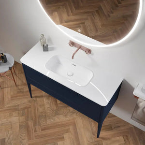 Dijon Contemporary Free standing 48" Navy Blue bathroom vanity. Solid ash. Secret Bath