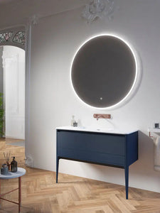 Dijon Contemporary Free standing 48" Navy Blue bathroom vanity. Solid ash. Secret Bath