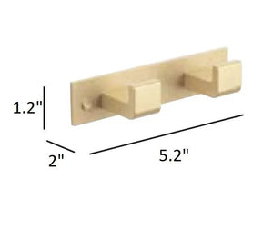 Yass double towel hook. Brushed gold robe hook. MT
