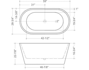 Lucy acrylic free standing bathtub. Oval tub. Modern bathtub Secret Bath