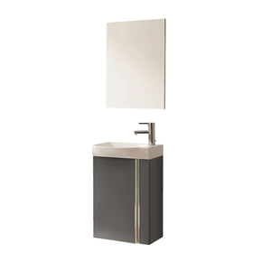 Pack Piccolo 18 inches floating small bathroom Vanity with sink and mirror. Roca Group
