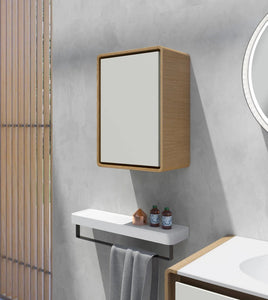 Poeme Contemporary Floating 32" bathroom vanity set. Natural summit oak. Secret Bath