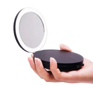 Foldable handheld makeup 10X LED mirror Black LED pocket mirror Secret Bath