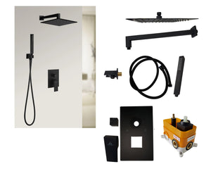 Leon matte black complete shower set  .Shower System 10 Inches. Aquassent