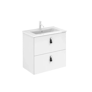 Lisa 20 inches floating small bathroom vanity with sink . Ceramic sink console. 2 drawers vanity Roca Group