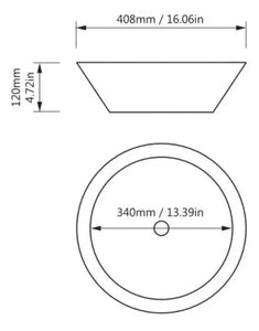 Korb Lang Metro 16" round stainless steel Bathroom vessel sink. Korb