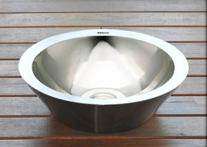 Korb Lang Metro 16" round stainless steel Bathroom vessel sink. Korb