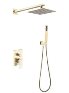 Loretta brushed gold complete shower set  .Shower System 10 Inches showerhead Secret Bath