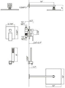 Loretta brushed nickel complete shower set  .Shower System 10 Inches showerhead Secret Bath