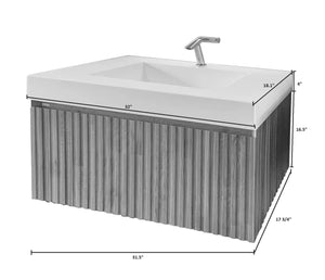 Loria Contemporary 32 inches bathroom vanity. Solid Natural Oak. Luxury bathroom Secret Bath